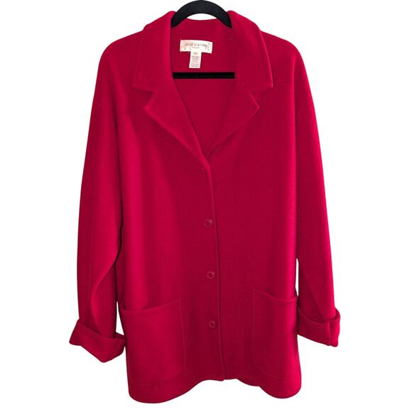 Jones New York Sport Wool Jacket Blazer Chore Coat 3X Red Vintage Pockets - Picture 1 of 3
